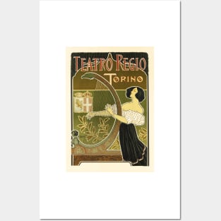 THEATRO REGIO TORINO ITALY Opera House Advertisement 1898 by artist Giuseppe Boano Posters and Art